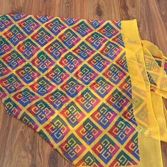 NEW vintage Givenchy beaute scarf gold red green - Picture 2 of 5